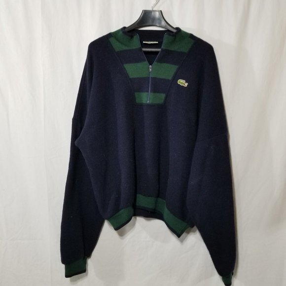 Lacoste wool blend blue green sweater